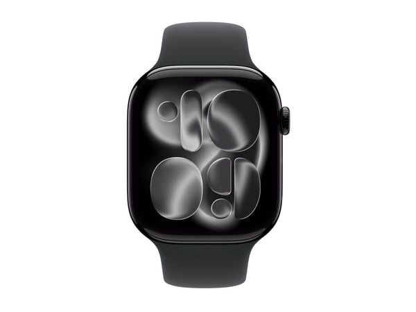 Apple Watch Series 11 GPS + Cellular 46mm Jet Black Aluminium Case with Black Sport Band - S/M