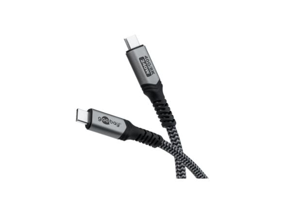 Goobay 74212, 1,5 m, USB C, USB C, 40 Gbit/s, Svart, Grå