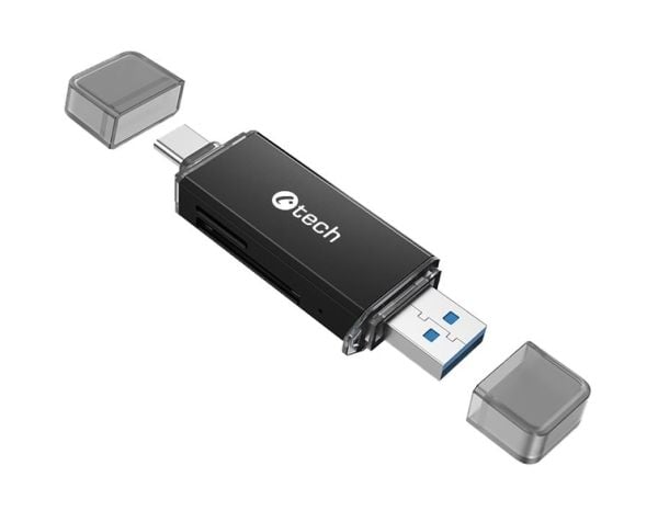 USB HUB C-TECH čtečka karet UCR-02-AL, USB 3.0 TYPE A/ TYPE C, SD/micro SD