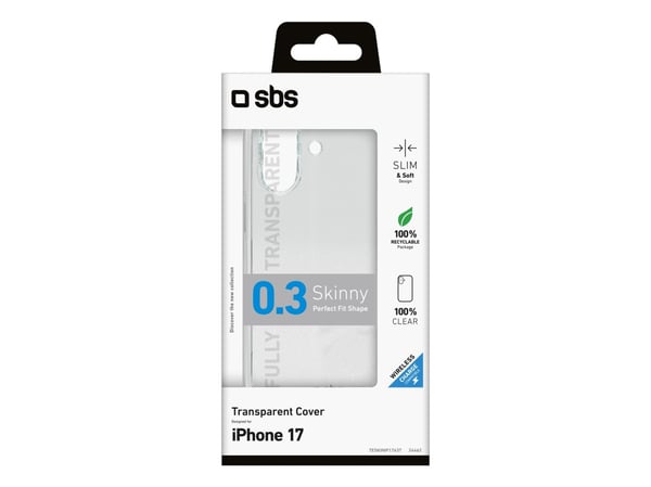 SBS TESKINIP1763T, Etui, Apple, iPhone 17, 15,9 cm (6.28"), Gjennomsiktig
