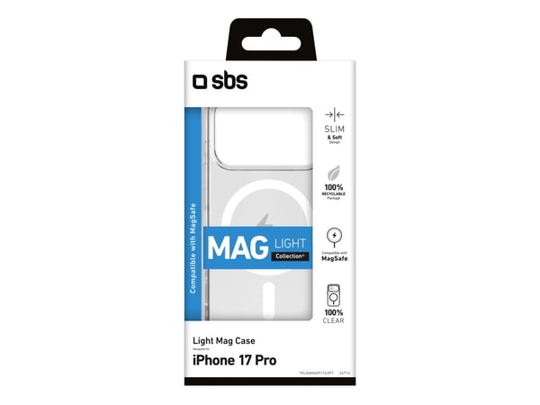 SBS TELIGMAGIP1763PT, Suojus, Apple, iPhone 17 Pro, 15,9 cm (6.28"), Läpinäkyvä