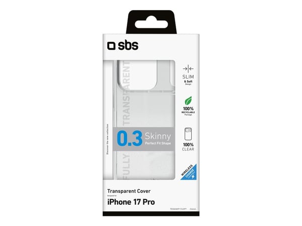 SBS TESKINIP1763PT, Etui, Apple, iPhone 17 Pro, 16 cm (6.3"), Gjennomsiktig