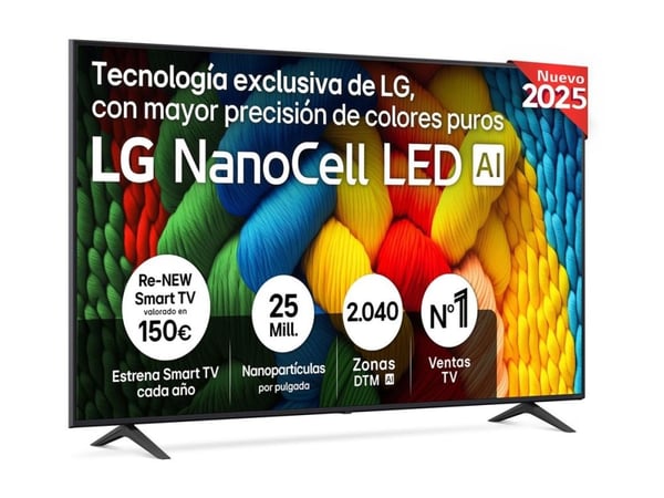 LG 75NANO80A6B - 75" Diagonalklasse Nano80 Series LED-bakgrunnsbelyst LCD TV - Smart TV - webOS - 4K UHD (2160p) 3840 x 2160 - HDR - Direct LED, Na...