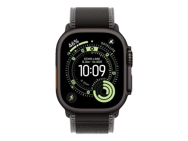Apple - Sløyfe for smart armbåndsur - 49 mm, svart titanfinish - S/M-størrelse - svart/trekull - for Watch Hermès Series 9, SE 3, Series 10, Series...