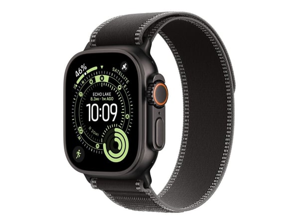 Apple - Sløyfe for smart armbåndsur - 49 mm, svart titanfinish - M/L-størrelse - svart/trekull - for Watch Hermès Series 9, SE 3, Series 10, Series...