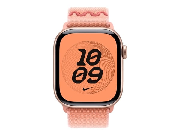 Apple Nike - Sløyfe for smart armbåndsur - 42mm - 130 - 190 mm - alpenglow rosa - for Watch Hermès Series 7, Hermès Series 9, SE 3, Series 10, Seri...