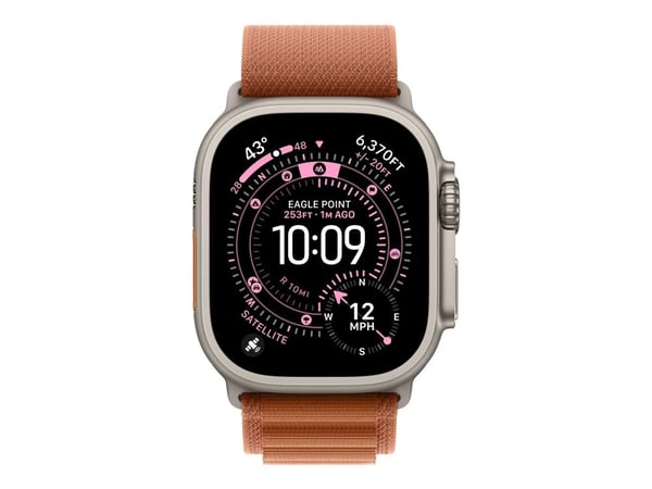 Apple - Sløyfe for smart armbåndsur - 49 mm, naturlig titanfinish - Liten størrelse - terrakotta - for Watch Hermès Series 9, SE 3, Series 10, Seri...