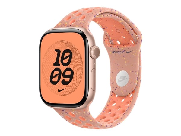 Apple Nike - Bånd for smart armbåndsur - 46mm - M/L (passer håndledd på 160 - 210 mm) - alpenglow rosa - for Watch Hermès Series 9, SE 3, Series 10...