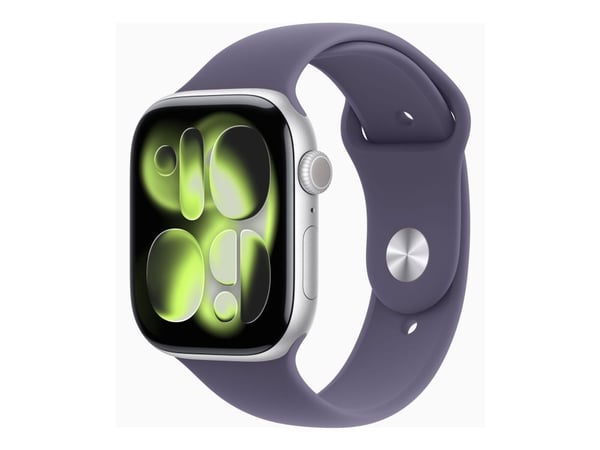 Apple Watch Series 11 GPS 46mm Silver Aluminium Case with Purple Fog Sport Band - S/M