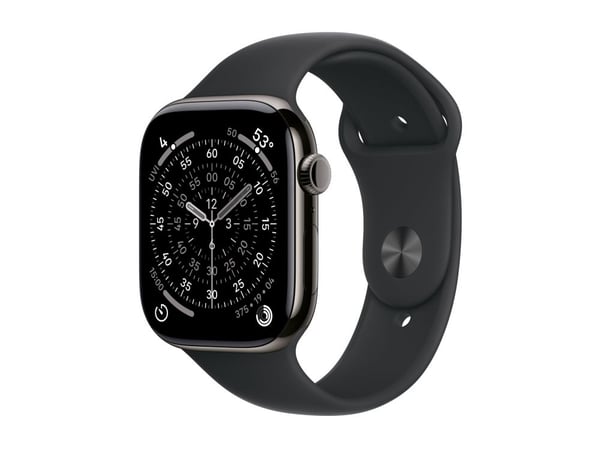 Apple Watch Series 11 GPS + Cellular 46mm Slate Titanium Case with Black Sport Band - M/L