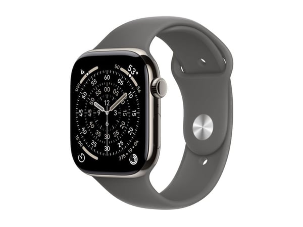 Apple Watch Series 11 GPS + Cellular 46mm Natural Titanium Case with Stone Grey Sport Band - M/L