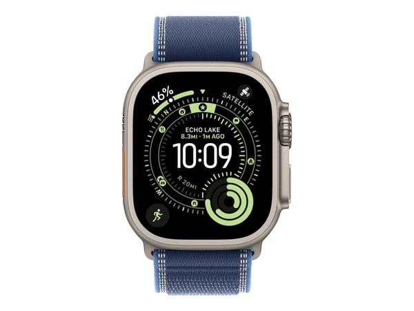 Apple - Sløyfe for smart armbåndsur - 49 mm, naturlig titanfinish - S/M-størrelse - blå/lyseblå - for Watch Hermès Series 9, SE 3, Series 10, Serie...