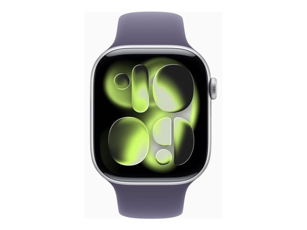 Apple Watch Series 11 GPS 46mm Silver Aluminium Case with Purple Fog Sport Band - S/M