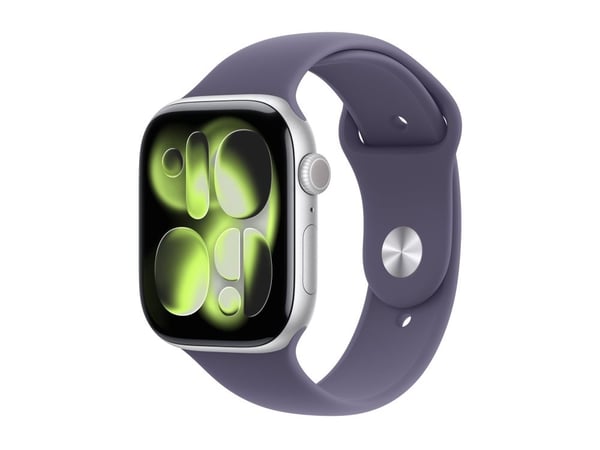 Apple Watch Series 11 GPS 46mm Silver Aluminium Case with Purple Fog Sport Band - M/L