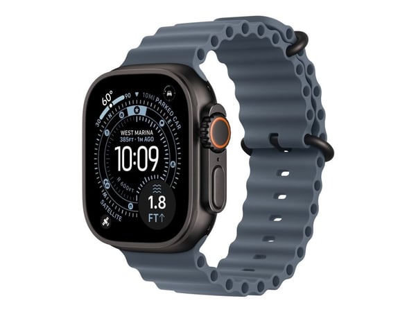 Apple - Band för smart klocka - 49 mm, svart titanfinish - 130 - 200 mm - ankare blå - för Watch Hermès Series 9, SE 3, Series 10, Series 11, Serie...