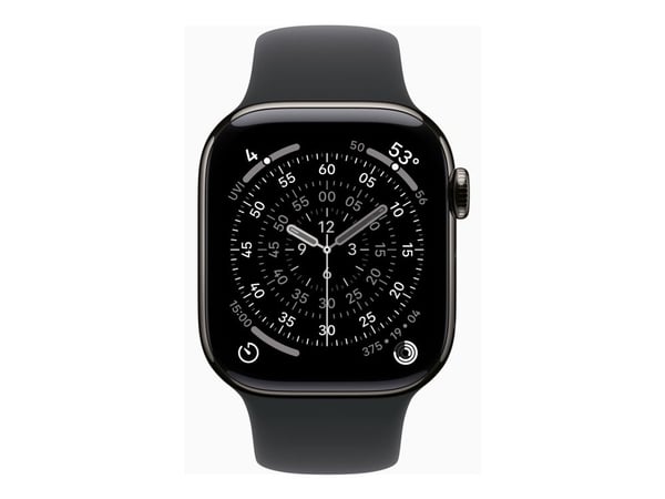 Apple Watch Series 11 GPS + Cellular 42mm Slate Titanium Case with Black Sport Band - S/M