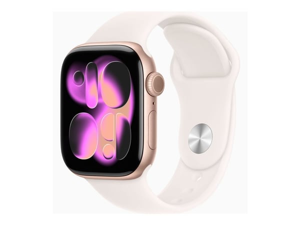 Apple Watch Series 11 GPS + Cellular 42mm Rose Gold Aluminium Case with Light Blush Sport Band - S/M