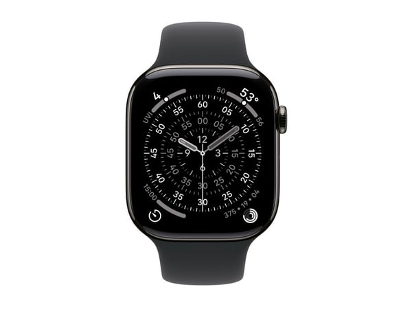 Apple Watch Series 11 GPS + Cellular 46mm Slate Titanium Case with Black Sport Band - M/L