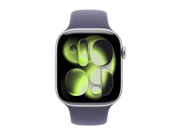 Apple Watch Series 11 GPS 46mm Silver Aluminium Case with Purple Fog Sport Band - M/L