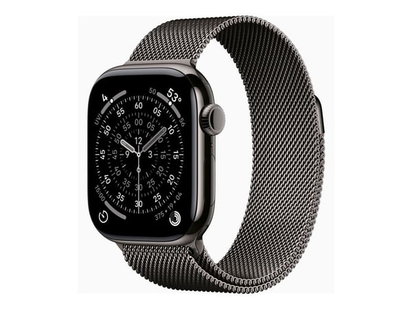 Apple Watch Series 11 GPS + Cellular 42mm Slate Titanium Case with Slate Milanese Loop