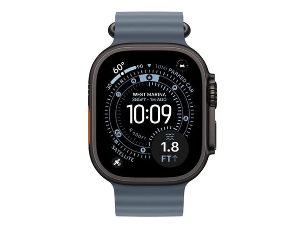 Apple - Bånd for smart armbåndsur - 49 mm, svart titanfinish - 130 - 200 mm - anker blå - for Watch Hermès Series 9, SE 3, Series 10, Series 11, Se...
