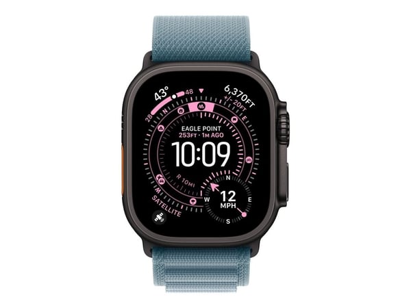Apple - Sløyfe for smart armbåndsur - 49 mm, svart titanfinish - Liten størrelse - lys blå - for Watch Hermès Series 9, SE 3, Series 10, Series 11,...