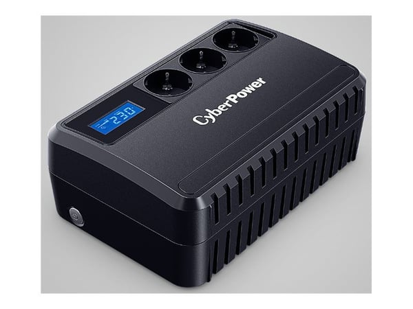 CyberPower BU Series BU650EULCD - UPS (external / wall mountable) - AC 230 V - 360 watt - 650 VA - enkeltfase - utgangskontakter: 3 - svart