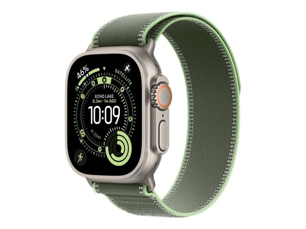 Apple - Slinga för smart klocka - 49 mm, naturlig titanfinish - storlek S/M - grön/neon - för Watch Hermès Series 9, SE 3, Series 10, Series 11, Se...