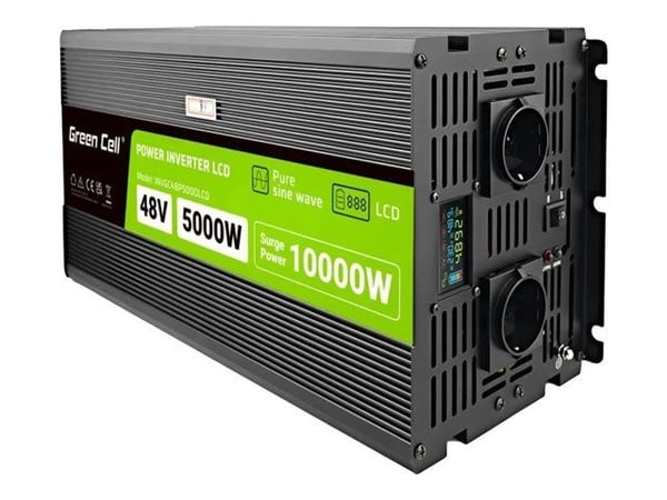 Green Cell PowerInverter LCD 48V 5000W/10000W auton invertteri näytöllä - puhdas siniaalto