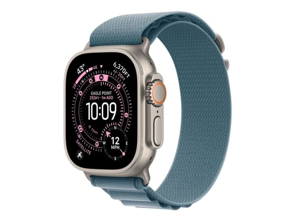 Apple - Sløyfe for smart armbåndsur - 49 mm, naturlig titanfinish - Liten størrelse - lys blå - for Watch Hermès Series 9, SE 3, Series 10, Series ...