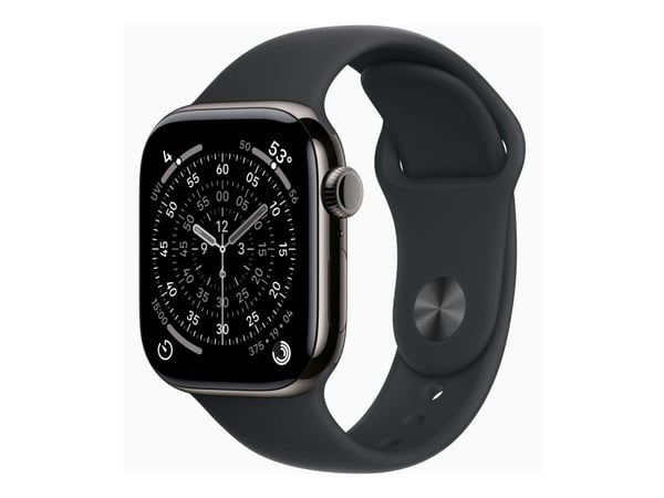 Apple Watch Series 11 GPS + Cellular 42mm Slate Titanium Case with Black Sport Band - S/M