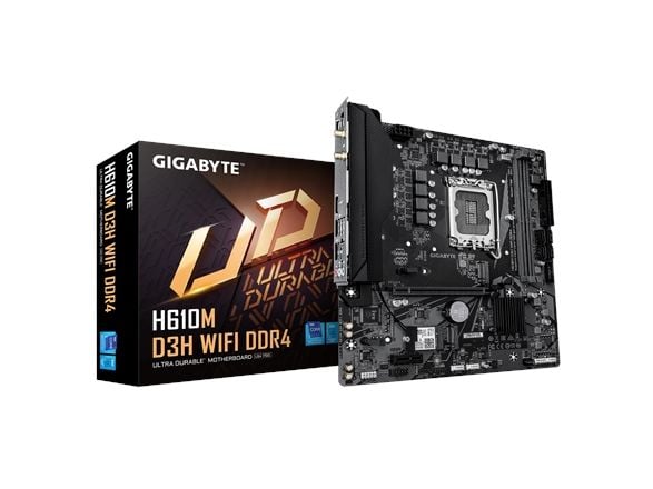 Gigabyte H610M D3H WIFI DDR4 - Hovedkort - micro ATX - LGA1700-sokkel - H610 Chipset - USB 3.2 Gen 1 - Gigabit LAN, Wi-Fi, Bluetooth - innbygd graf...