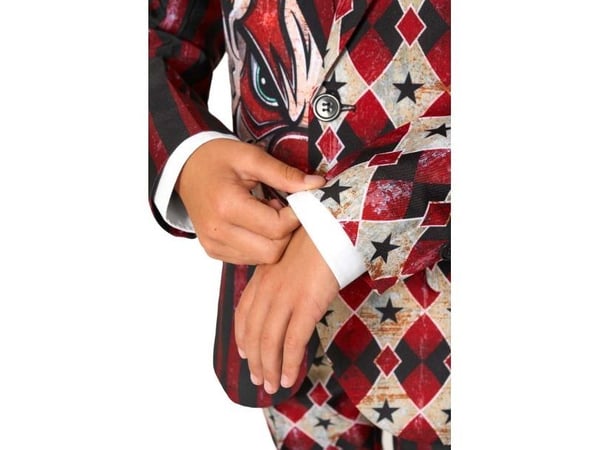 Läskig röd clownkostym