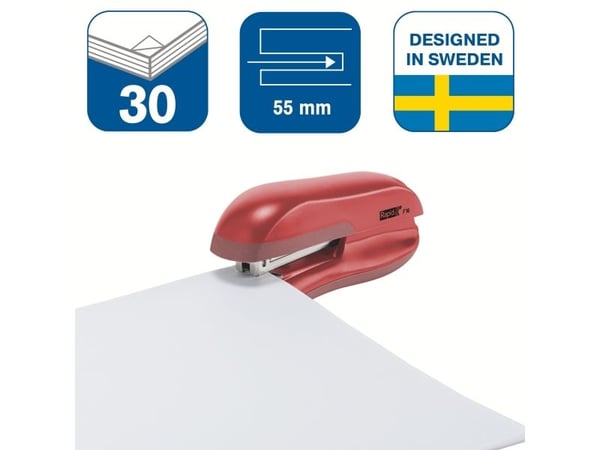 Rapid Fashion F16 - Stiftemaskin - 20 ark - 24/6, 26/6 - ABS-plast, termoplastelastomer (TPE), metall - søtrød