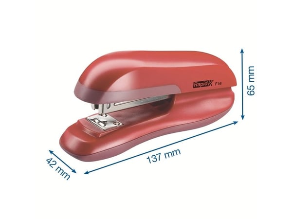 Rapid Fashion F16 - Stiftemaskin - 20 ark - 24/6, 26/6 - ABS-plast, termoplastelastomer (TPE), metall - søtrød