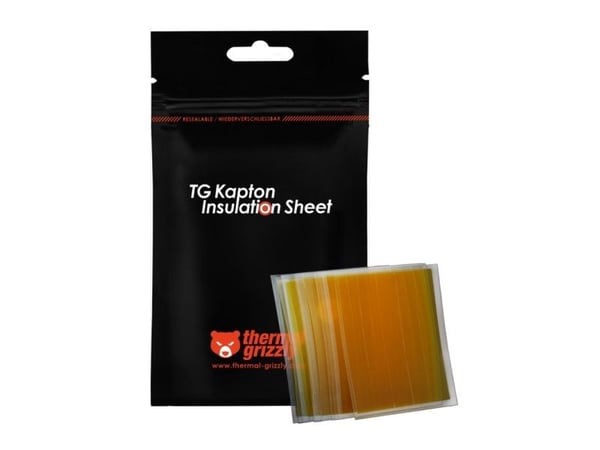 Thermal Grizzly Kapton Insulation Sheet, Eristyslevy, Polyimidi, 280 °C, Alumiini, Kupari, Metalli, 10 mm, 40 mm