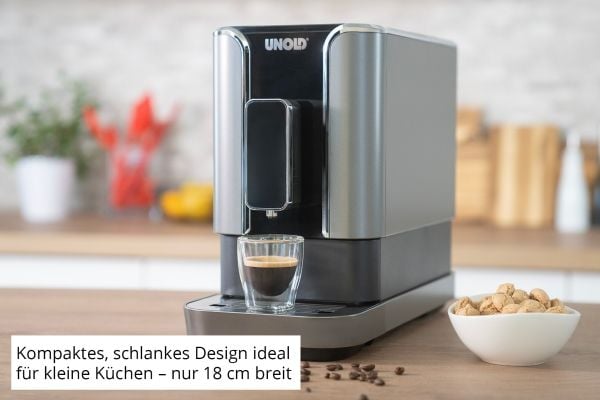 Unold Kaffeevollautomat LUCA 28835, 1,2 l, Kaffe bønner, Innebygd kaffekvern, 1470 W, Svart, Rustfritt stål