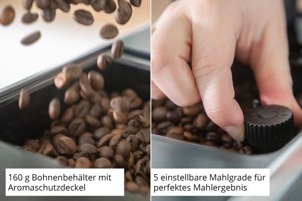 Unold Kaffeevollautomat LUCA 28835, 1,2 l, Kaffe bønner, Innebygd kaffekvern, 1470 W, Svart, Rustfritt stål
