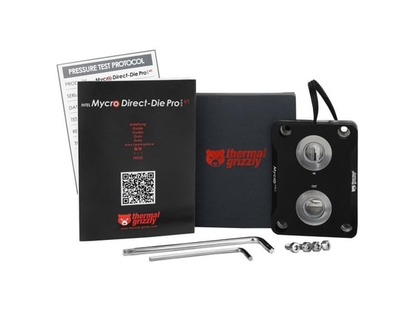 Thermal Grizzly AMD Mycro Direct-Die Pro, Vannblokk, Akryl, Aluminium, Kopper, Sort, LGA 1700, 3/8", Prosessor