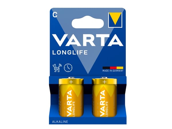 Varta Longlife D, Engangsbatteri, D, Alkalinsk, 1,5 V, 2 stykker, 61,5 mm