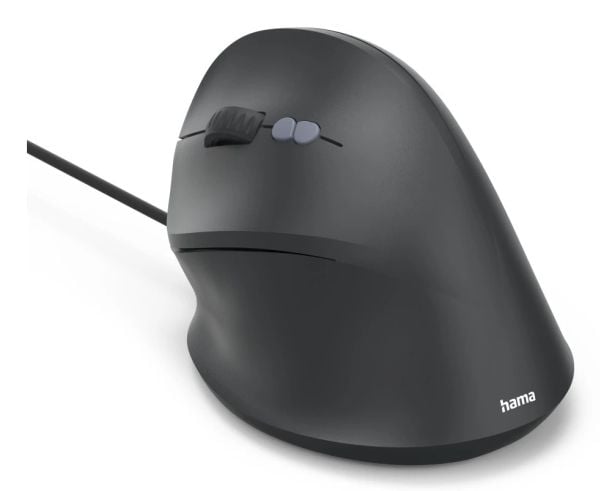 Hama ECM-500L, Venste-hendt, Vertikalt design, Optisk, USB Type-A, 1800 DPI, Svart