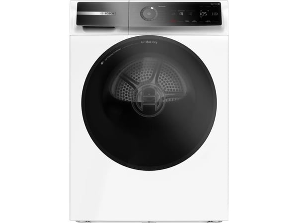 Bosch Serie 8 WRB247C40, Frittstående, Frontmatet, Varme pumpe, Hvit, Berøringskontroll, Riktig/Høyre