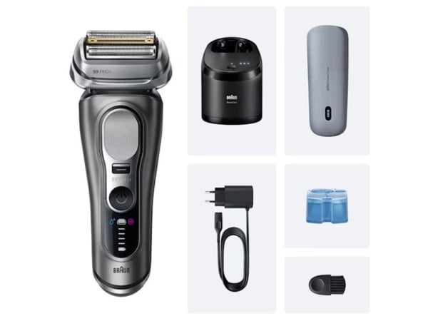Braun Series 9 Pro+ 9675cc, Barberingsmaskin, Grå, Sølv, Rustfritt stål, Knapper, LED, AC / batteri