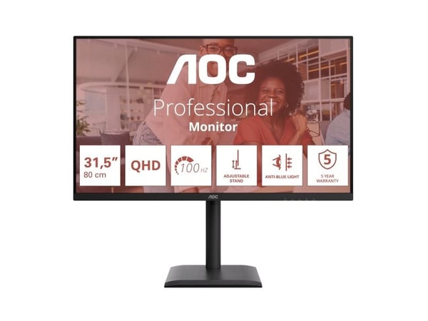 AOC E4 Q32E4U, 80 cm (31.5"), 2560 x 1440 piksler, Quad HD, LED, 4 ms, Svart
