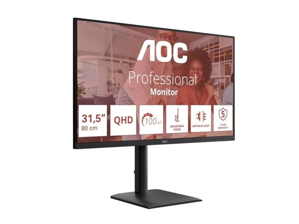 AOC E4 Q32E4U, 80 cm (31.5"), 2560 x 1440 piksler, Quad HD, LED, 4 ms, Svart