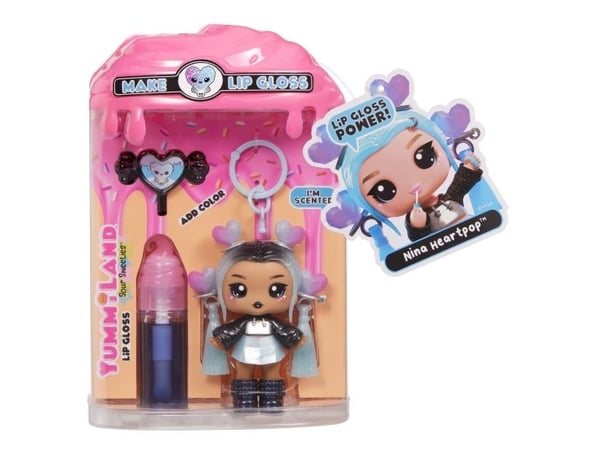MGA Entertainment Yummiland Lip Gloss Doll Sour Sweeties - Nina Heartpop, Minidukke, Jente, 4 år, Gutt/Jente, Flerfarget