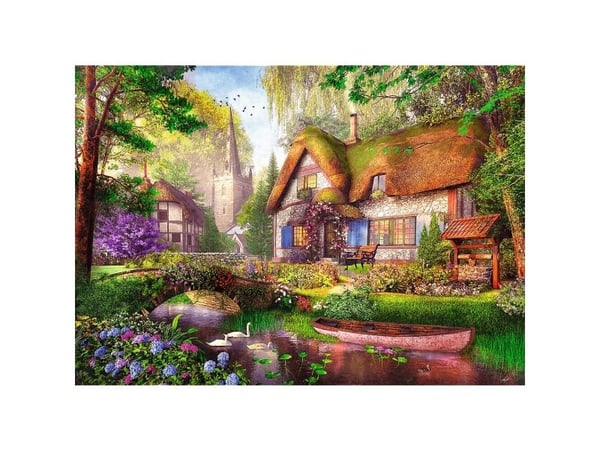 Trefl Puzzle 1000 elementtiä Premium Viehättävä mökki metsässä