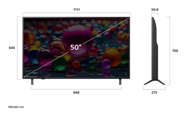 LG 50UA73003LA, 127 cm (50"), 3840 x 2160 pikseliä, 4K Ultra HD, DVB-C, DVB-S, DVB-S2, DVB-T, DVB-T2, musta