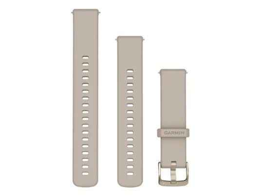 Garmin - Bånd for smart armbåndsur - 18 mm, hurtigfrigjøring - fransk grå, bløt gullfarge - for Forerunner 255S, 255S Music, 265S; Venu 2S, 3S; vív...