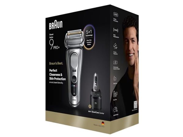Braun Series 9 Pro+ 9667CC, Barberingsmaskin, Sølv, Rustfritt stål, Knapper, LED, AC / batteri